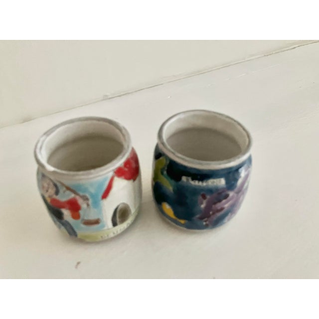Mid-Century Modern Giovanni DeSimone (Italy, 1930-1991), Hand Painted Art Pottery Cache Pot/S Pair For Sale - Image 3 of 3