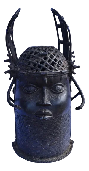 Bini / Edo Artist, Oba Commemorative Head with Wings, Pre-1800, Bronze