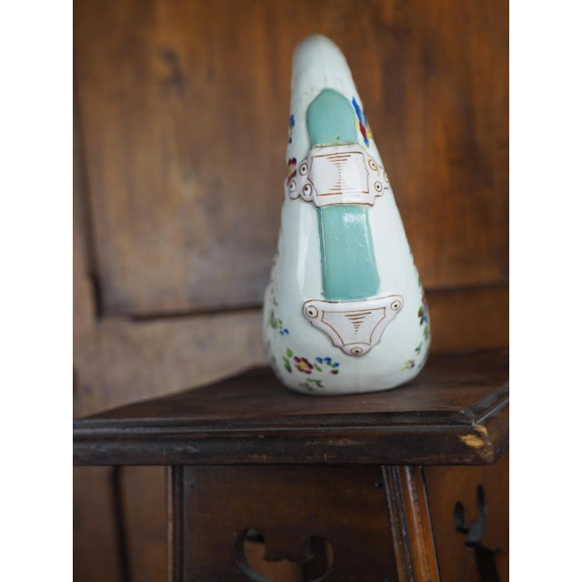 Shabby Chic 19th French Majolica Bag Shaped Flower Basket With Butterflies, Bird-Of-Paradise and Flowers For Sale - Image 3 of 13