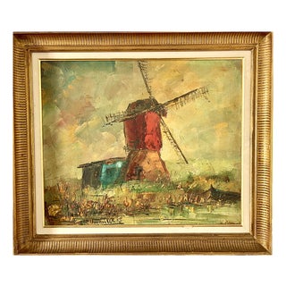 Roger Vandenbulcke, Windmill, 1950s, Oil on Canvas For Sale