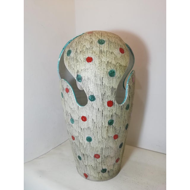 Large and beautiful ceramic vase decorated by hand and airbrushing with modernist forms. Produced by SIC ceramiche and...
