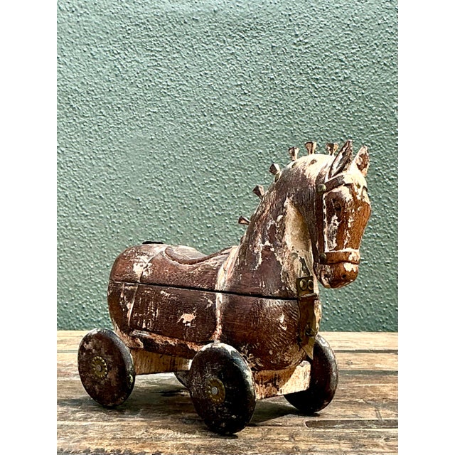 Vintage Washed Wood Trojan Horse Box For Sale - Image 9 of 12