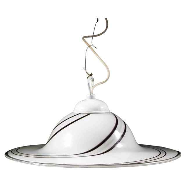 Black and White Murano Glass Pendant Lamp, Mid-20th Century For Sale - Image 5 of 5