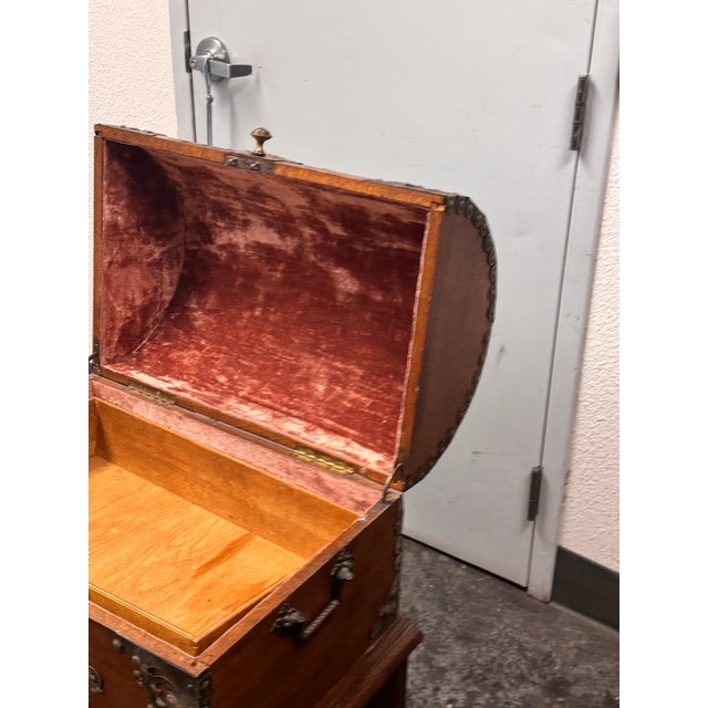 Spanish Baroque Dome Top Trunk + Stand, Antique For Sale In San Francisco - Image 6 of 12