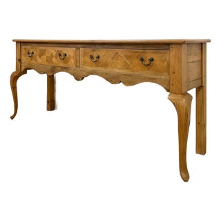 Mid 20th Century Handmade Inlaid Solid Pine Organic Modern Designer Console Table For Sale