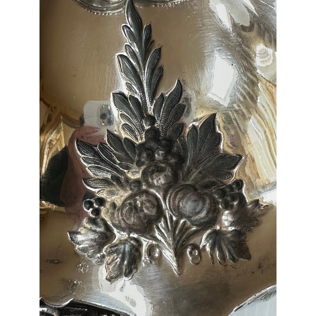 Vintage 11" Extra Silver Plated Bride's Basket With Swing Handle Grapes Motif For Sale - Image 16 of 18