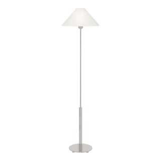 J. Randall Powers by Visual Comfort Signature Hackney Floor Lamp in Polished Nickel with Linen Shade For Sale