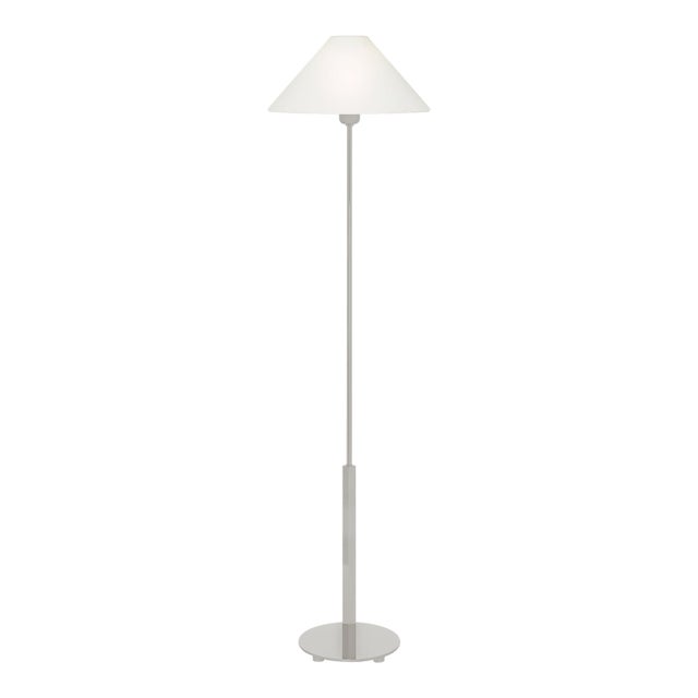 J. Randall Powers by Visual Comfort Signature Hackney Floor Lamp in Polished Nickel with Linen Shade For Sale