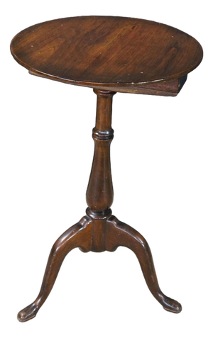 Antique Georgian Style Round Mahogany Tripod Base Candle Stand Wine Side Table