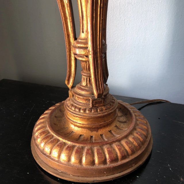 Gilded Neoclassical Wooden Vintage Table Lamp For Sale - Image 4 of 7