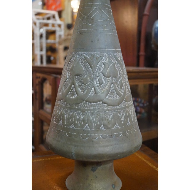 1960s 1960s Tall Etched Brass Vase For Sale - Image 5 of 7