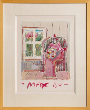 Peter Max, Woman Seated, Lithograph With Hand-Painting