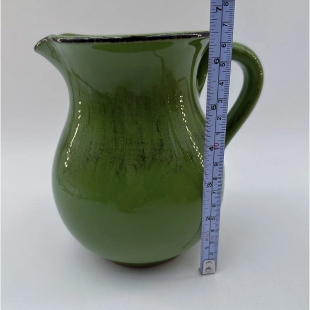 Italian Green Ombre Ceramic Pitcher For Sale - Image 4 of 4