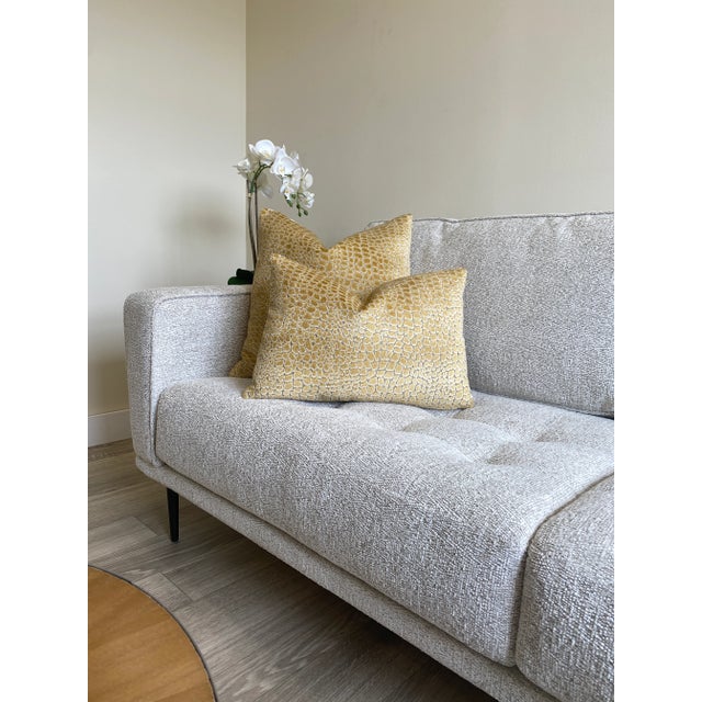 Not Yet Made - Made To Order 20x20 Gold & Cream Velvet Throw Pillow With Down Feather Insert For Sale - Image 5 of 7