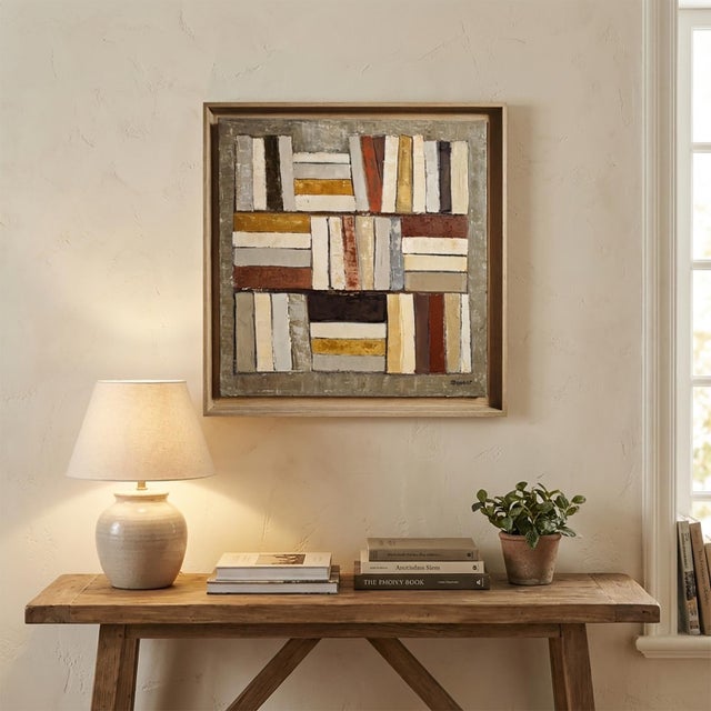 Tan Quiet Structure, Contemporary, Abstract Library, Framed by Sophie Dumont For Sale - Image 8 of 8