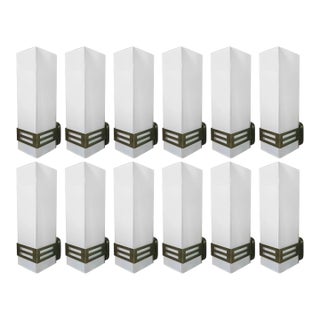 Set of Twelve Grattacielo Frosted Murano Glass Sconces, Italy, 1990's. For Sale