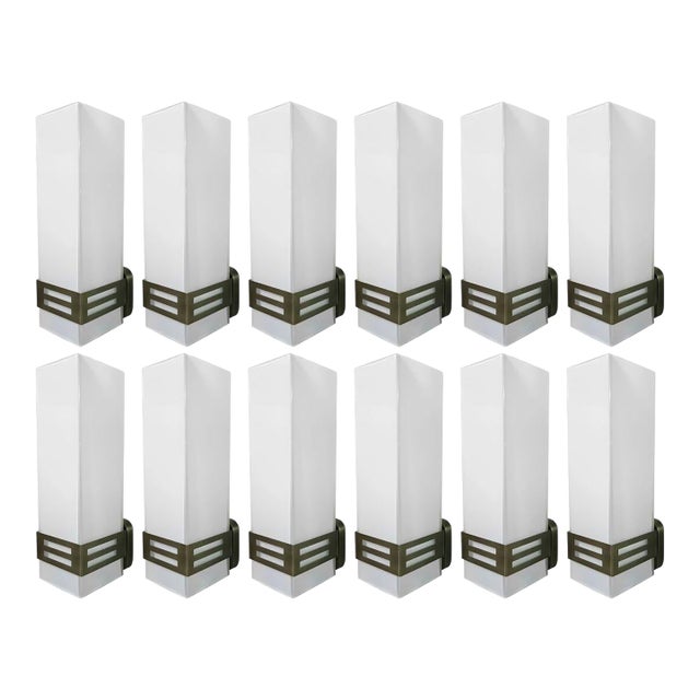 Set of Twelve Grattacielo Frosted Murano Glass Sconces, Italy, 1990's. For Sale