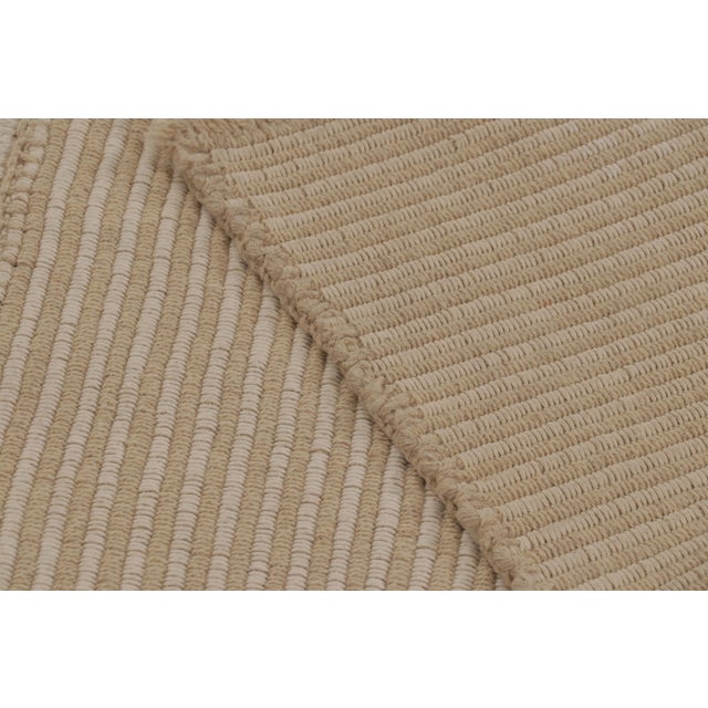 Cream Rug & Kilim’s Contemporary Accent Kilim, Square Rug in Cream and White Stripes For Sale - Image 8 of 8