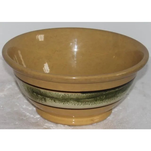 19thc Mocha Yellow Ware Seaweed Bowl For Sale - Image 4 of 6