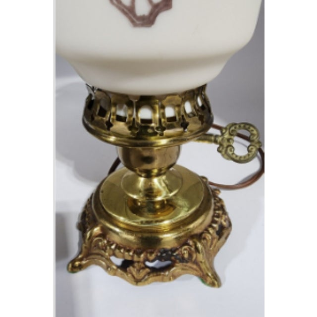 Brass Vintage Art Deco Accurate Brass Boudoir Lamp, Custard Glass Shade For Sale - Image 8 of 16