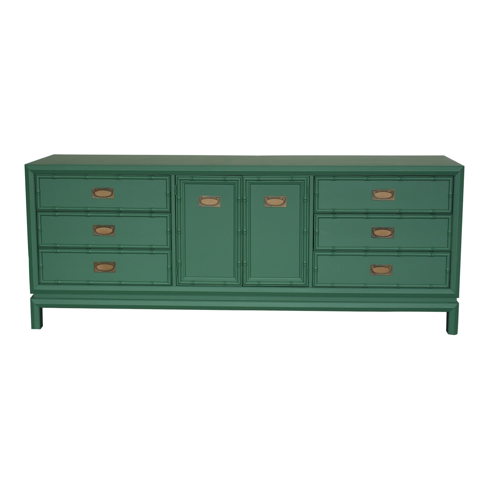 Vintage Faux Bamboo Green Dresser of Nine Drawers Chairish