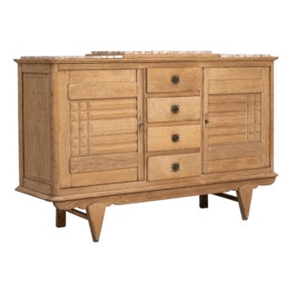1940s Oak Art Deco Sideboard With Marble Top For Sale