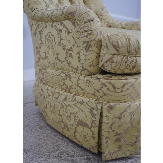 Hickory Chair Co Quality Damask Upholstered Swivel Club Chair For Sale - Image 9 of 18