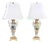 20th Century Gilt Porcelain / Brass Base Pair Table Lamps For Sale