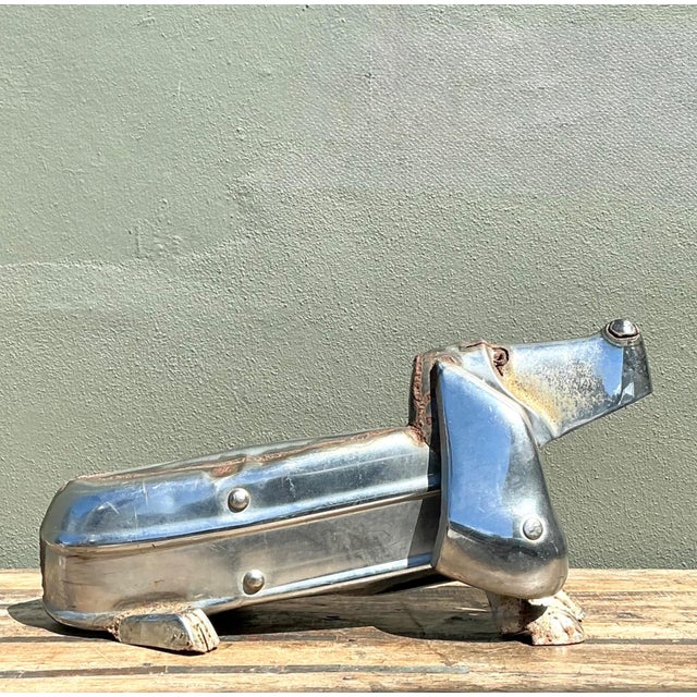 Mid-Century Modern Vintage Chrome Bumper Abstract Dachshund Sculpture For Sale - Image 3 of 16