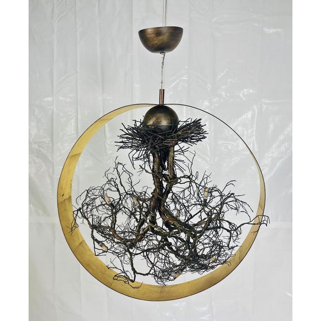 “Roots” Sculptural Pendant Light by F+m Fos, Hand-Twisted Wire, Gold Leaf For Sale - Image 15 of 18