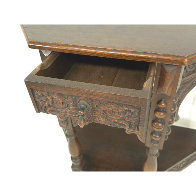 Early 20th Century Baroque Style Hand Carved Oak Accent Table For Sale - Image 5 of 11
