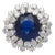 1990s Certified 7.15 Carat Vivid Blue Sapphire & Diamond Sunburst Vintage French Ring, Size 6.5 For Sale