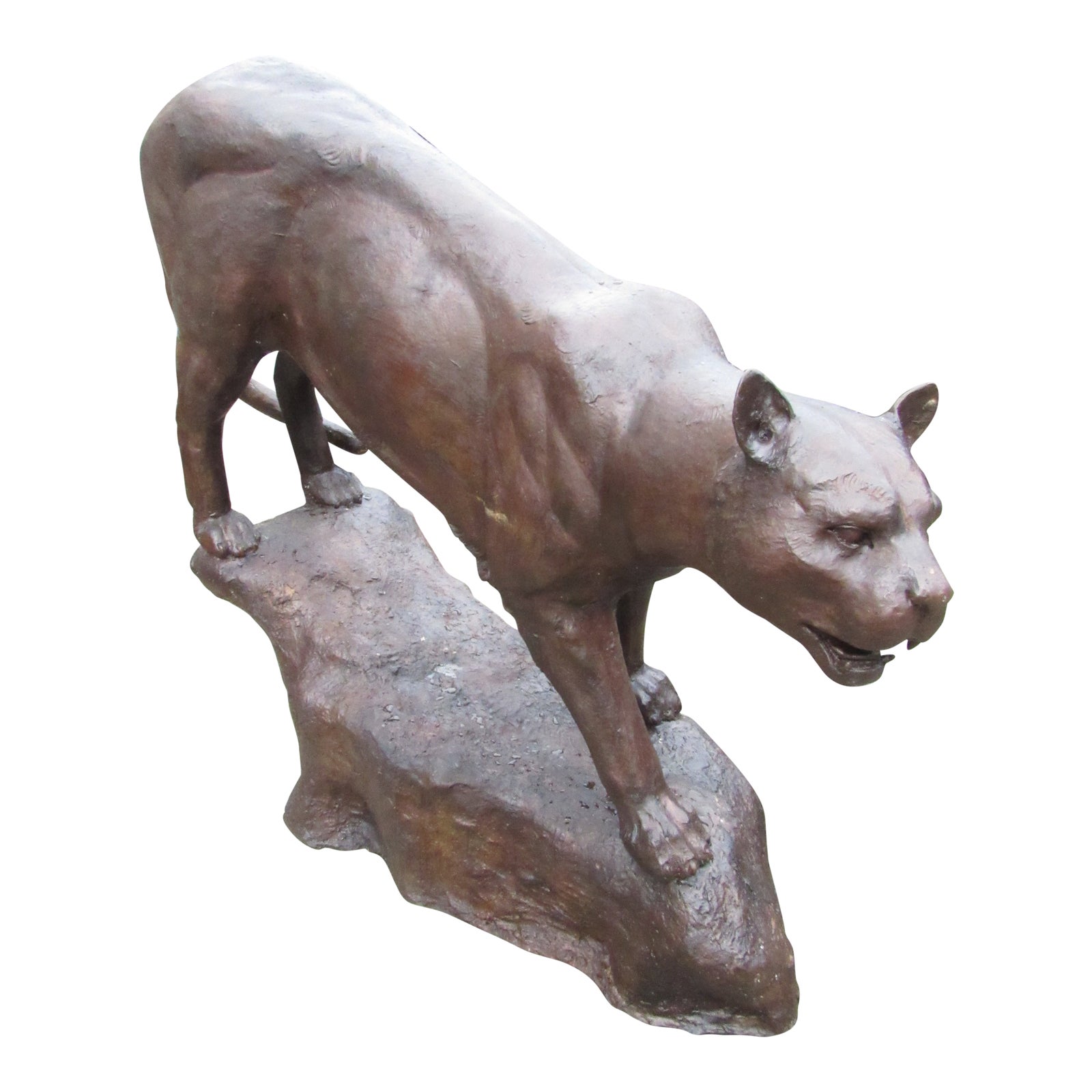 LifeSize Bronze Panther Statue Chairish