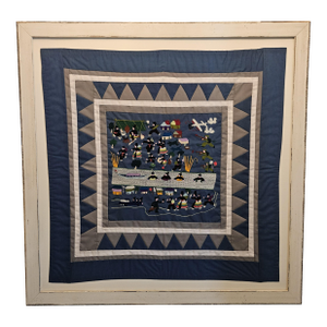 Mid 20th Century Framed Hmong Hand Stitched and Embroidered Art Story Cloth