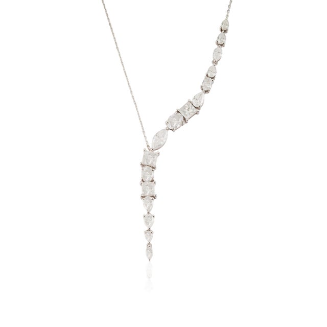 Luxurious 5.54 Carat Diamond Y-Drop Necklace in 14k White Gold 17 Inches For Sale - Image 4 of 14