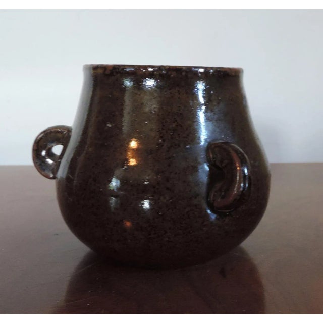 19th Century Chinese Monochrome Brown Glazed Porcelain Vase with Three Ring Handles For Sale - Image 10 of 11