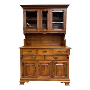 Vintage Tell City Young Republic Colonial Hard Rock Maple China Cabinet & Hutch