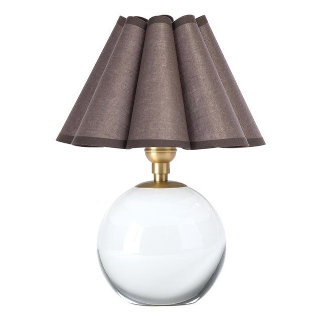 Giorgio Crystal Mini Lamp, Natural Brass with Umber Scalloped Shade For Sale