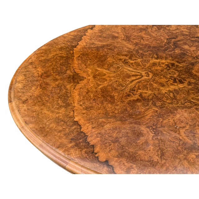Vintage Estate Burl Walnut Wood Large Oval Low Coffee Table For Sale - Image 9 of 15