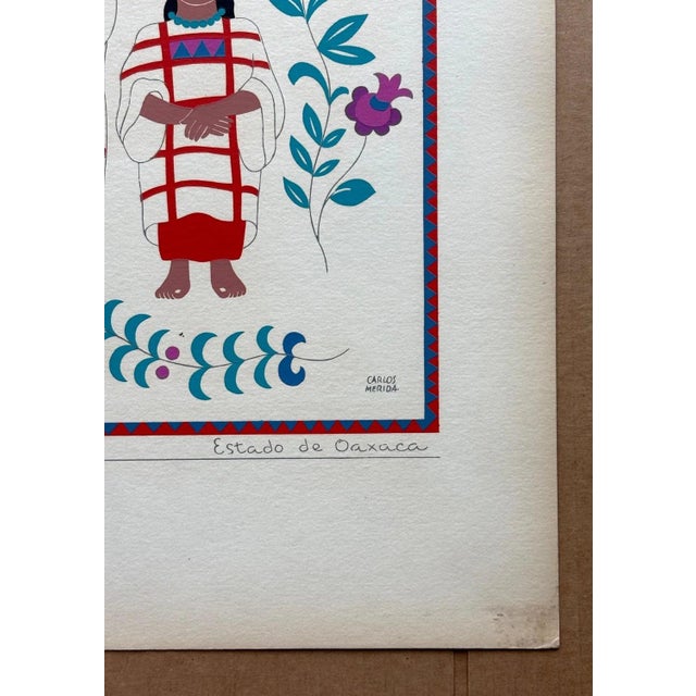 Carlos Mérida Silkscreen Print, "Triques... Oaxaca" in 16" x 20" Mat, 1945 For Sale - Image 4 of 4