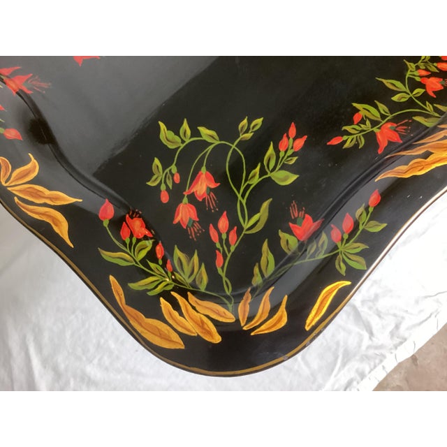 1950s Vintage Hand Painted Floral Tray Table Signed Gv Veghte 1958 For Sale - Image 5 of 10