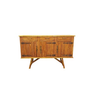 Vintage Rattan Sideboard attributed to Adrien Audoux & Frida Minet, 1960s For Sale