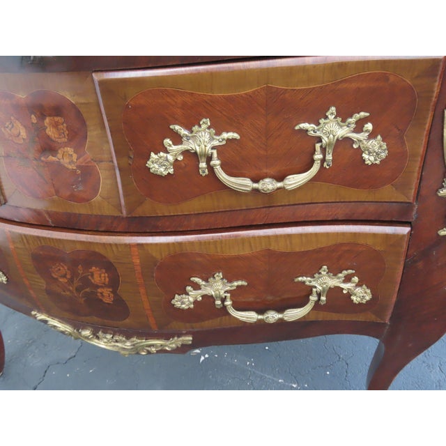 French Marble Top Bombay Serpentine Inlay Commode Dresser Bathroom Vanity 6435a For Sale - Image 11 of 17