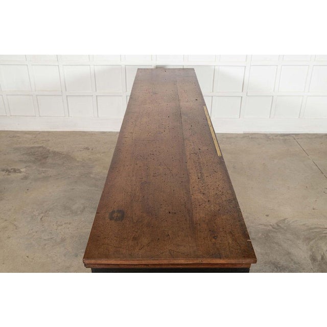 Brown English Ebonised Pine Haberdashery Shop Counter with Walnut Top, 1880s For Sale - Image 8 of 18
