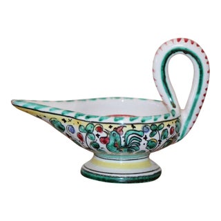 Vintage, Italian Deruta Ceramiche Aladdin Finger Candlestick Holder For Sale
