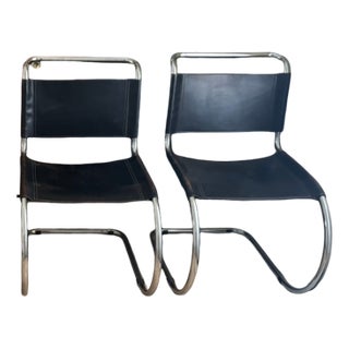 Black Leather Chairs by Ludwig Mies van der Rohe, 1960s, Set of 2 For Sale