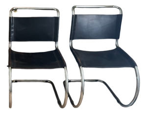 Black Leather Chairs from Ludwig Mies van der Rohe, 1960s, Set of 4