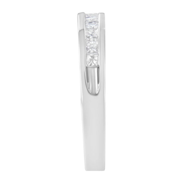 Haus of Brilliance IGI Certified 1/2 Cttw Princess Cut Diamond 18K White Gold Channel Set Half Eternity Style Wedding B EVS1010 For Sale - Image 4 of 6