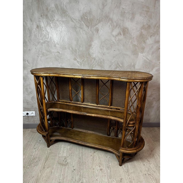 Rattan Bar and Stools, 1960, Set of 3 For Sale - Image 12 of 17