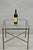 Vintage Hollywood Regency Brass Faux Bamboo Square Glass Top Low Side Table with X-form Cross Stretcher Base. Circa Mid...